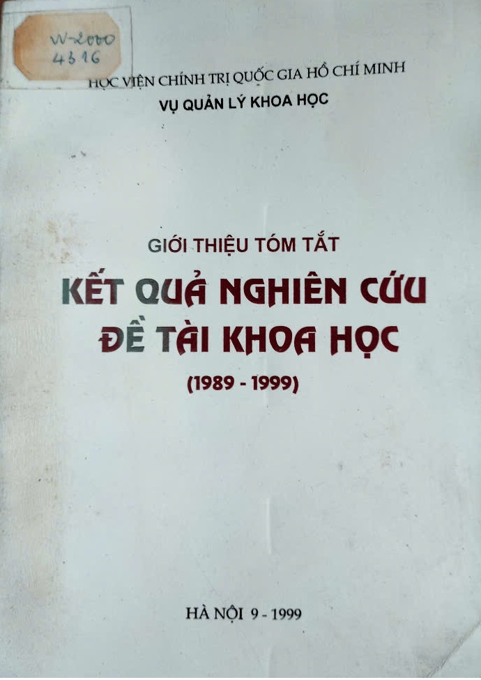 Giới thiệu tóm tắt kết quả nghiên cứu đề tài khoa học (1989-1999)